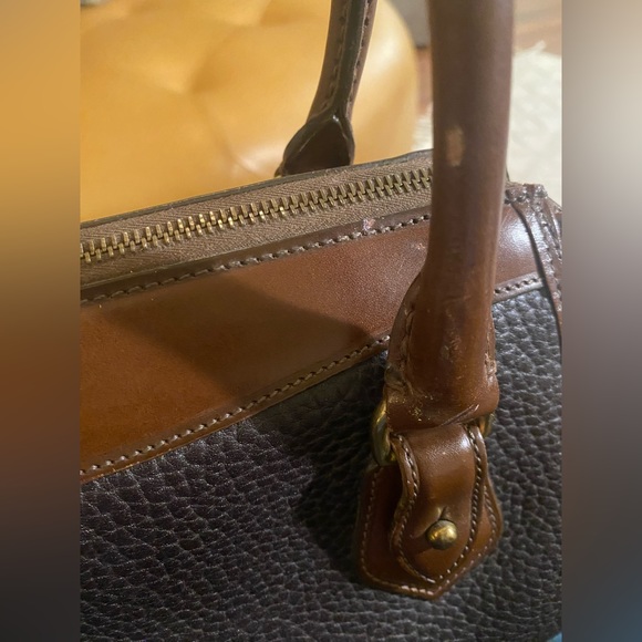 Vintage Dooney & Bourke All Weather Leather Brown Black Handbag Bag Satchel D&B - Picture 14 of 15